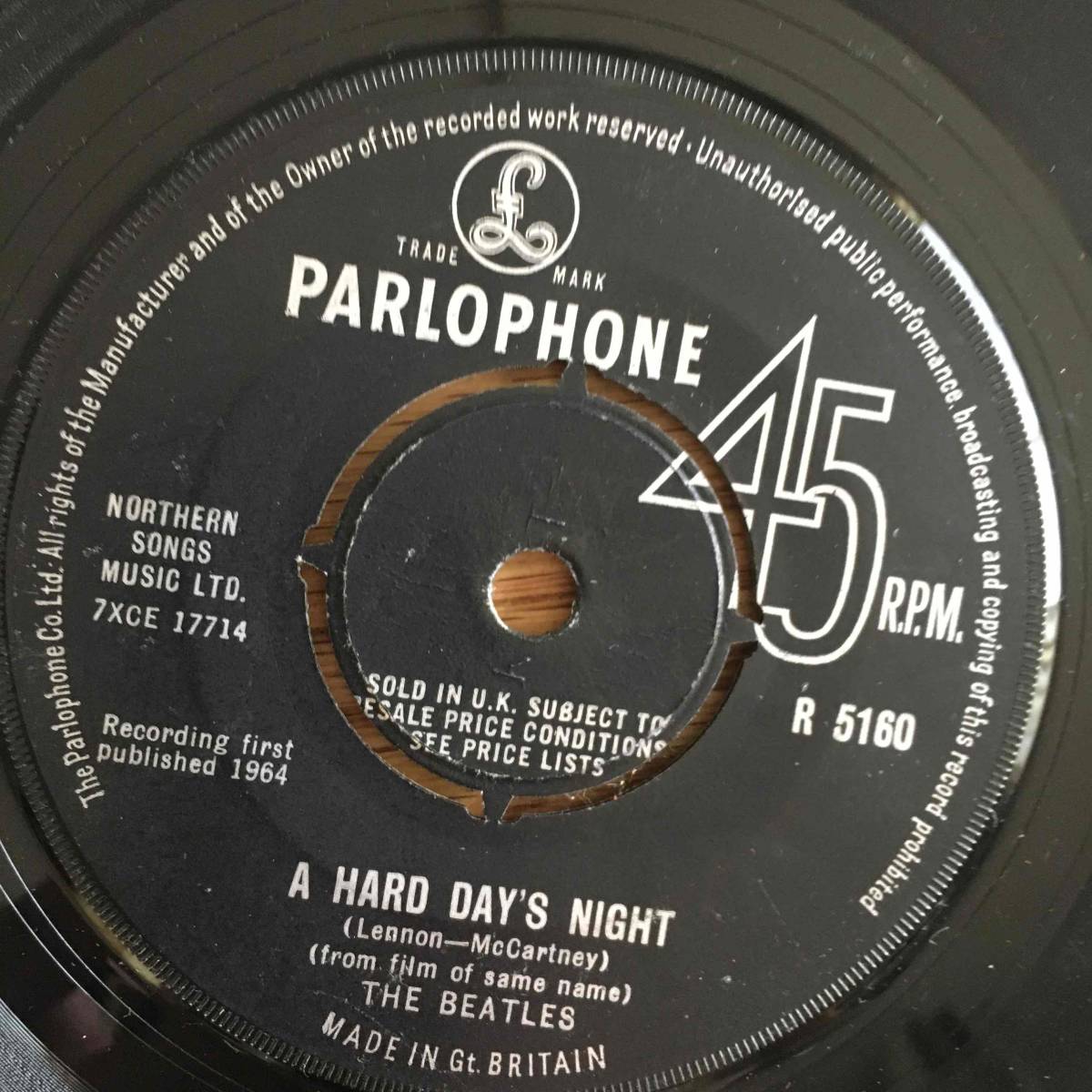 【UKオリジナル】初期盤/The Beatles/ A Hard Day's Night/Parlophone/ R 5160/両面1N/KT刻印の画像1