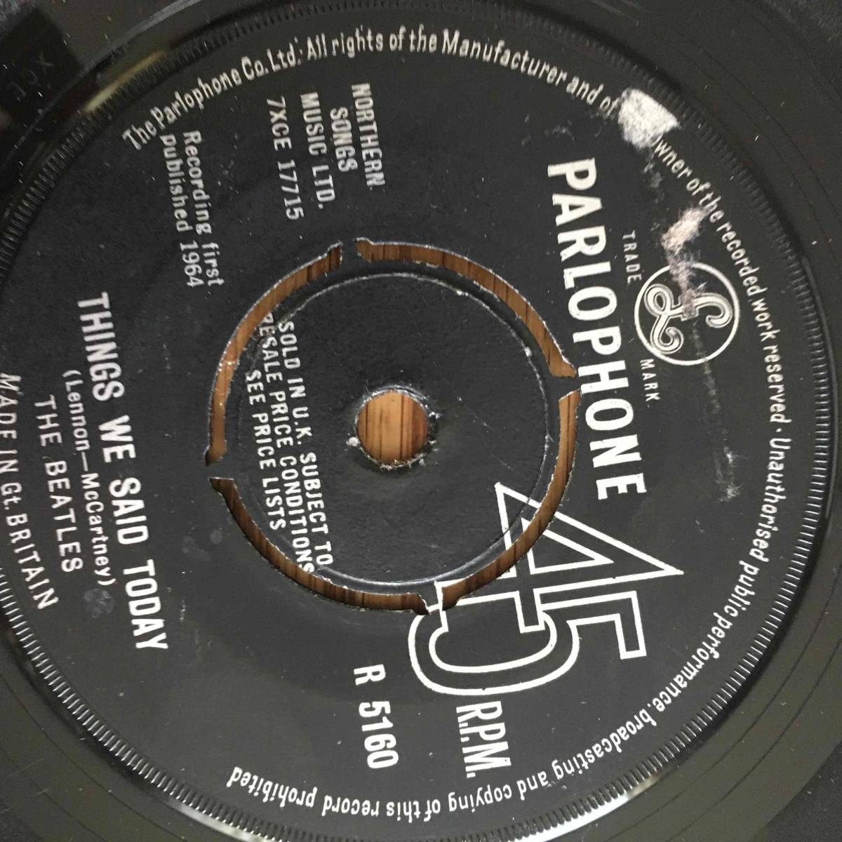 【UKオリジナル】初期盤/The Beatles/ A Hard Day's Night/Parlophone/ R 5160/両面1N/KT刻印の画像2