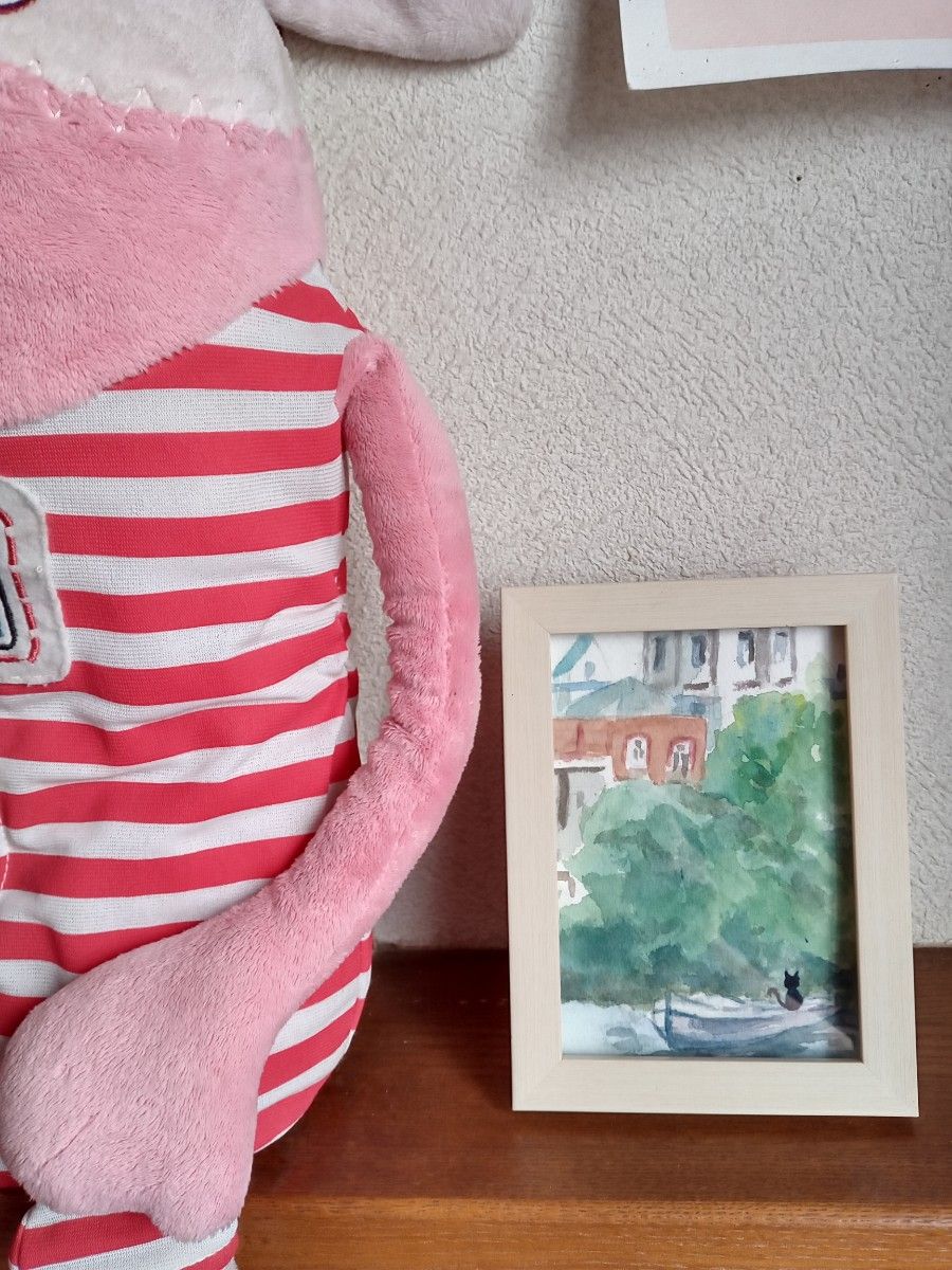 シーグラスアート　ネコの旅シリーズヨーロッパネコの旅シリーズ水彩画　　