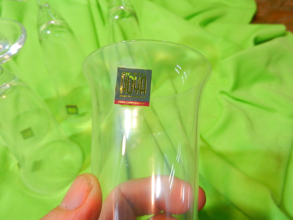w240202-013A4 HOYAクリスタル 麦酒杯 ビールグラス 5客 高さ15cm 箱付 サワーグラス ホヤ 昭和レトロ クリスタルガラス 日本の画像6