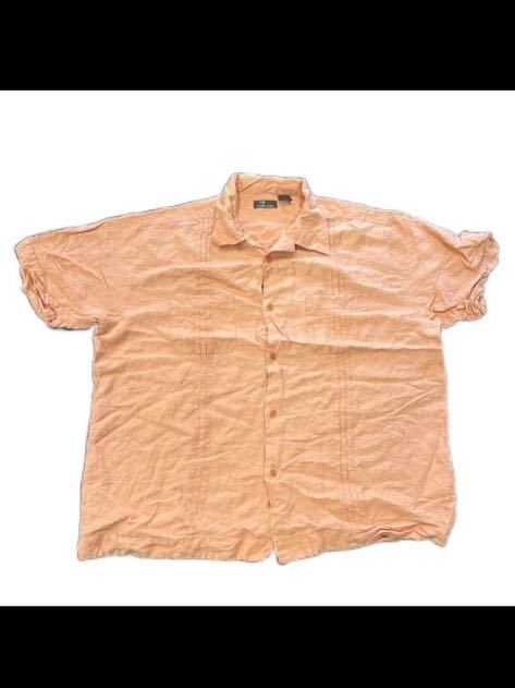 キューバシャツ　半袖　オレンジ　レーヨン45% オーバーサイズ_画像1