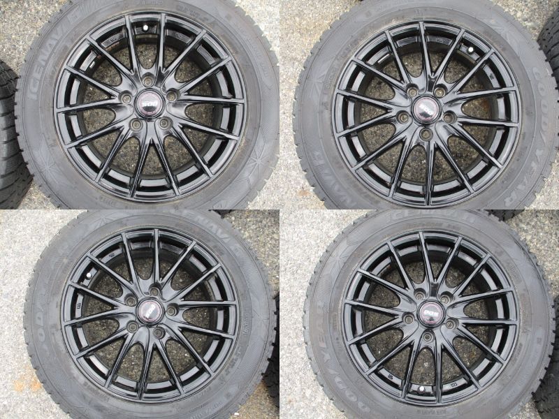 ●K254【溝あり】D.D.S アルミホイール 5穴 PCD114.3 スタッドレスタイヤ付き 4本set GOODYEAR ICE NAVI 6 205/60R16 ♪2019年製造タイヤ _画像1