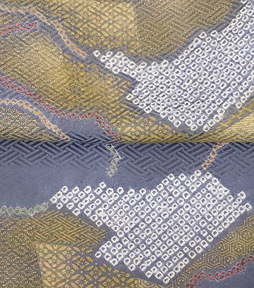 訪問着　正絹　刺繍花菱　金彩雲　絞り鹿の子　ki24665　未使用品_画像7