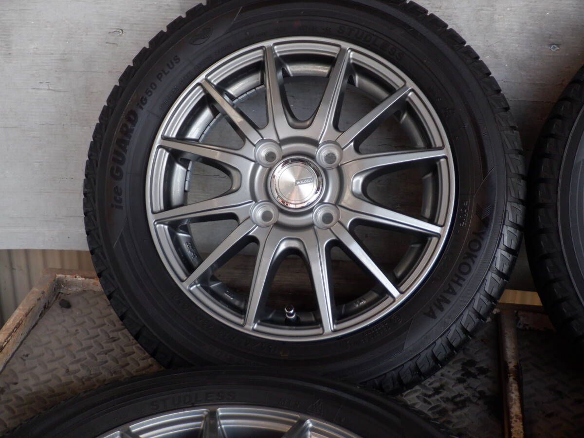 即決 WEZEN アルミ ホイール 13x4.00B(+42)PCD100-4穴 ヨコハマ スタッドレス 155/65R13 溝6mm /40(20)【6-3652】宅配不可(福通営業所止)_画像3