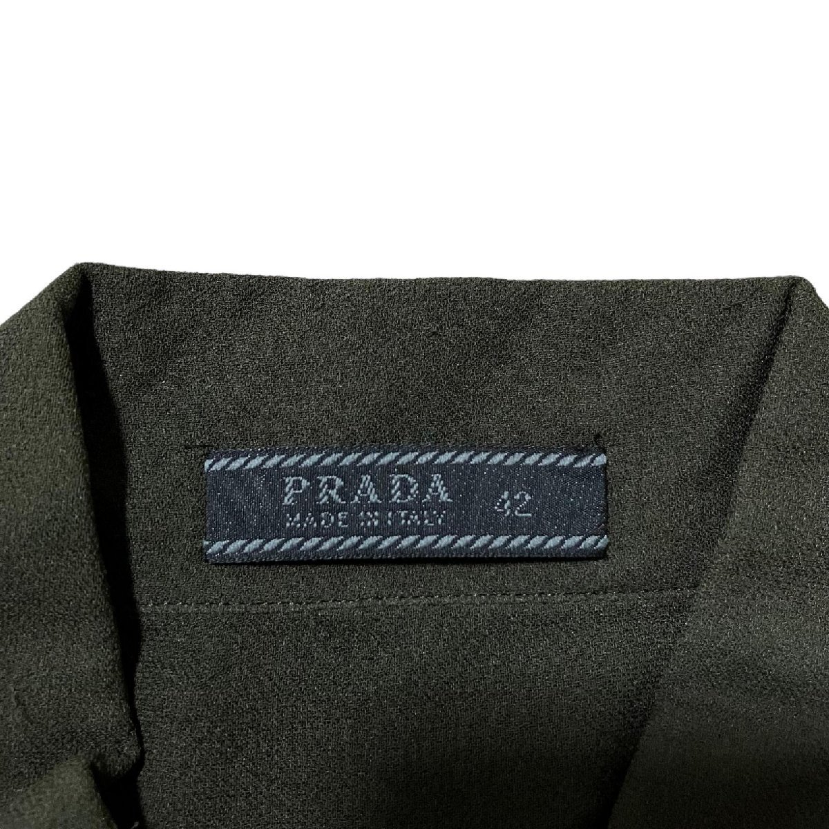 ○ 送料無料 PRADA プラダ シャツ 長袖 カーキ系 シルク100％ レディース 42_画像9