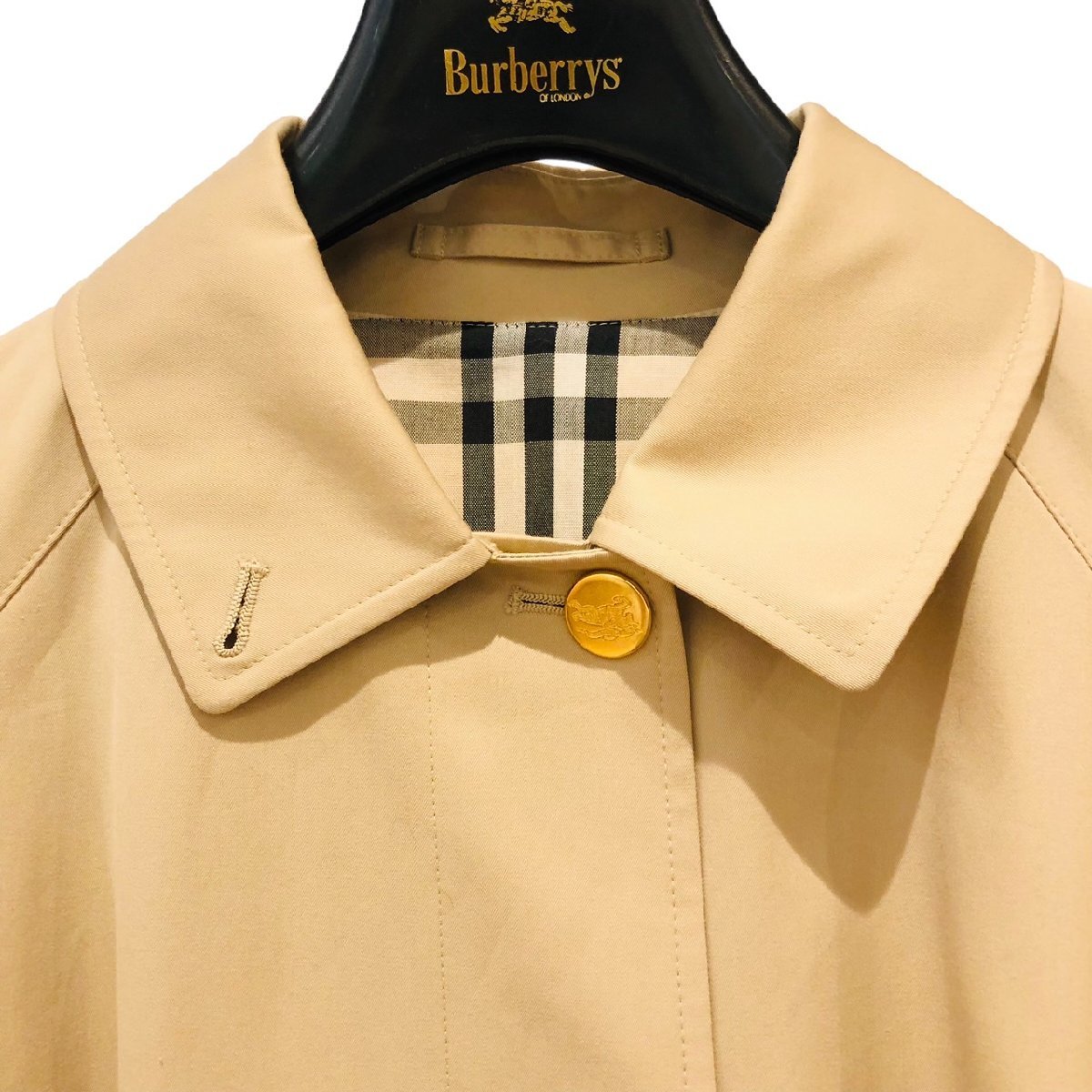 【美品】BURBERRY バーバリー ノバチェック ベージュ スプリングコート 9号 レディース ステンカラーコート_画像2