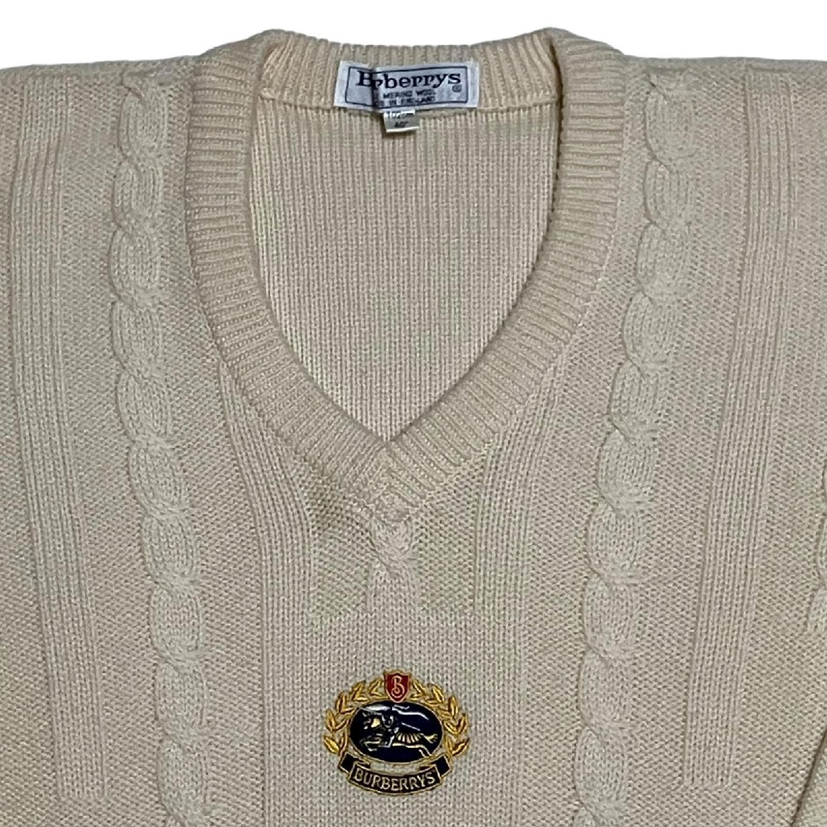 BURBERRY バーバリー Burberry's セーター 長袖 ロゴ刺繍 ウール100% 白 サイズ 40 102cm_画像3