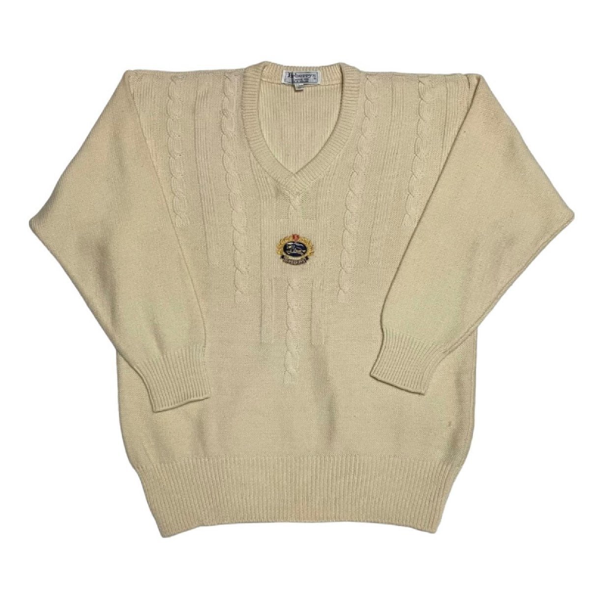 BURBERRY バーバリー Burberry's セーター 長袖 ロゴ刺繍 ウール100% 白 サイズ 40 102cm_画像1
