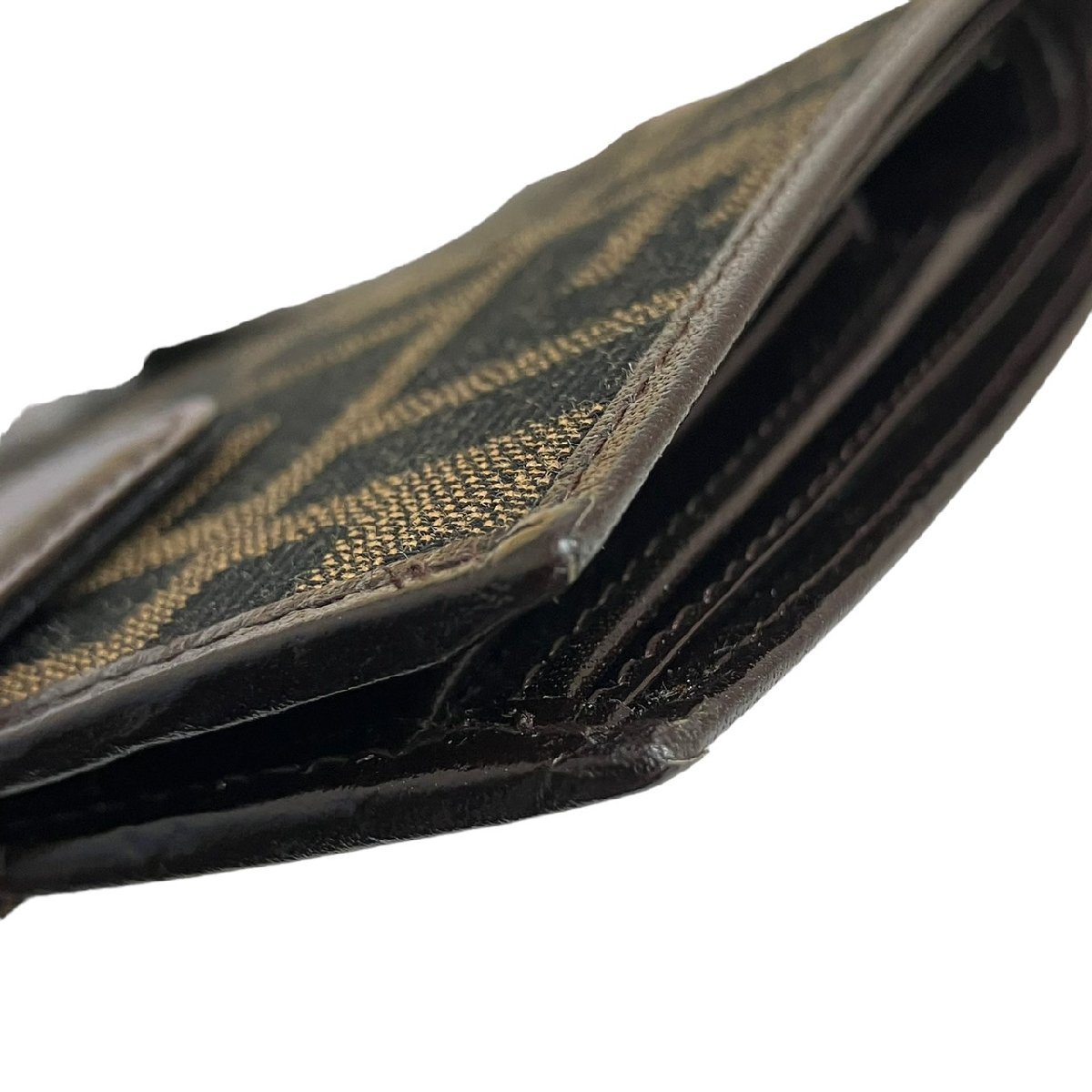 FENDI フェンディ コンパクトウォレット 二つ折り財布 FF柄 キャンバス レザー ベージュxブラウン系 15814_画像8