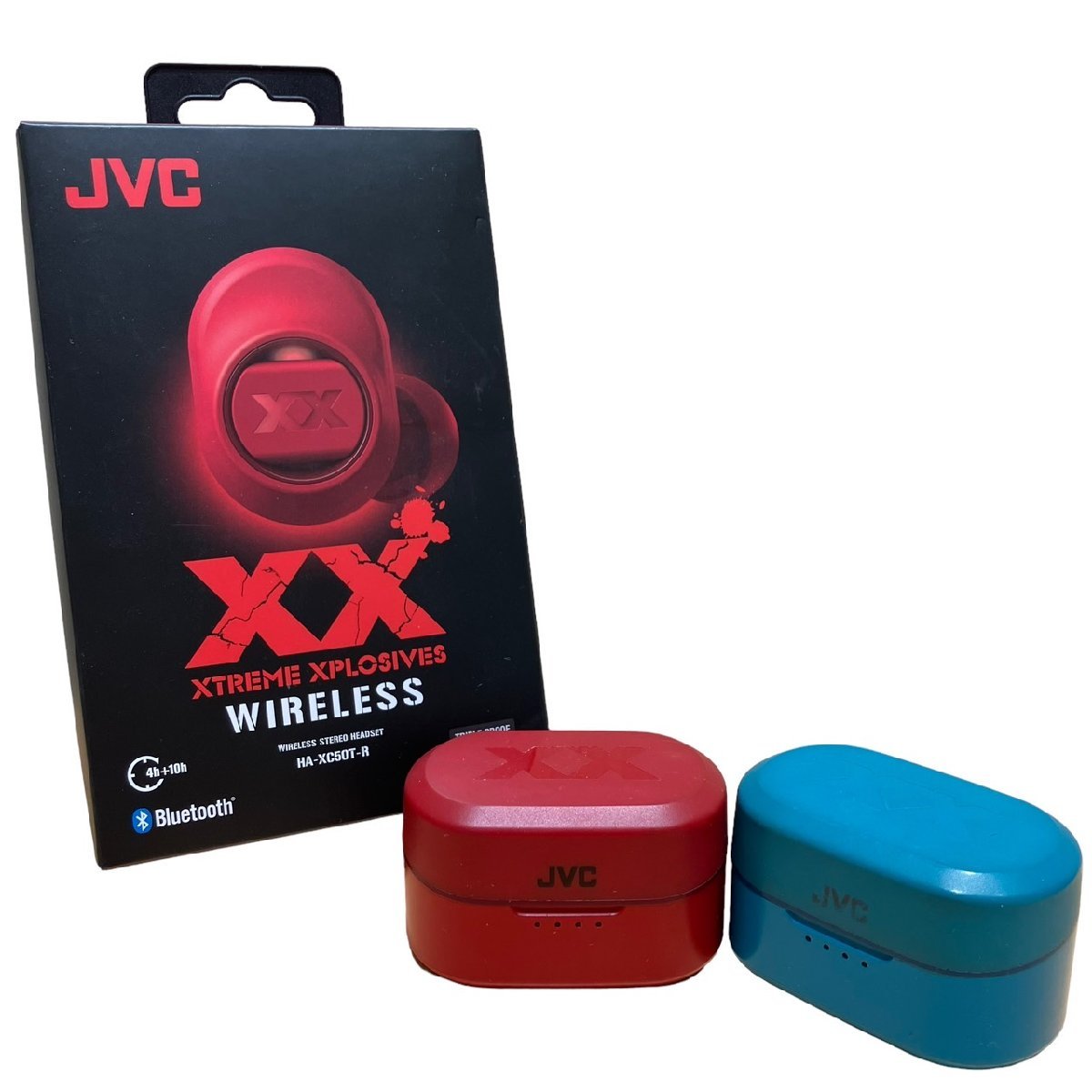 1円 JVCケンウッドワイヤレスステレオヘッドセットHA-XC50T ブルー・HA-XC50T-R XXシリーズ Bluetooth レッド ジャンク_画像1