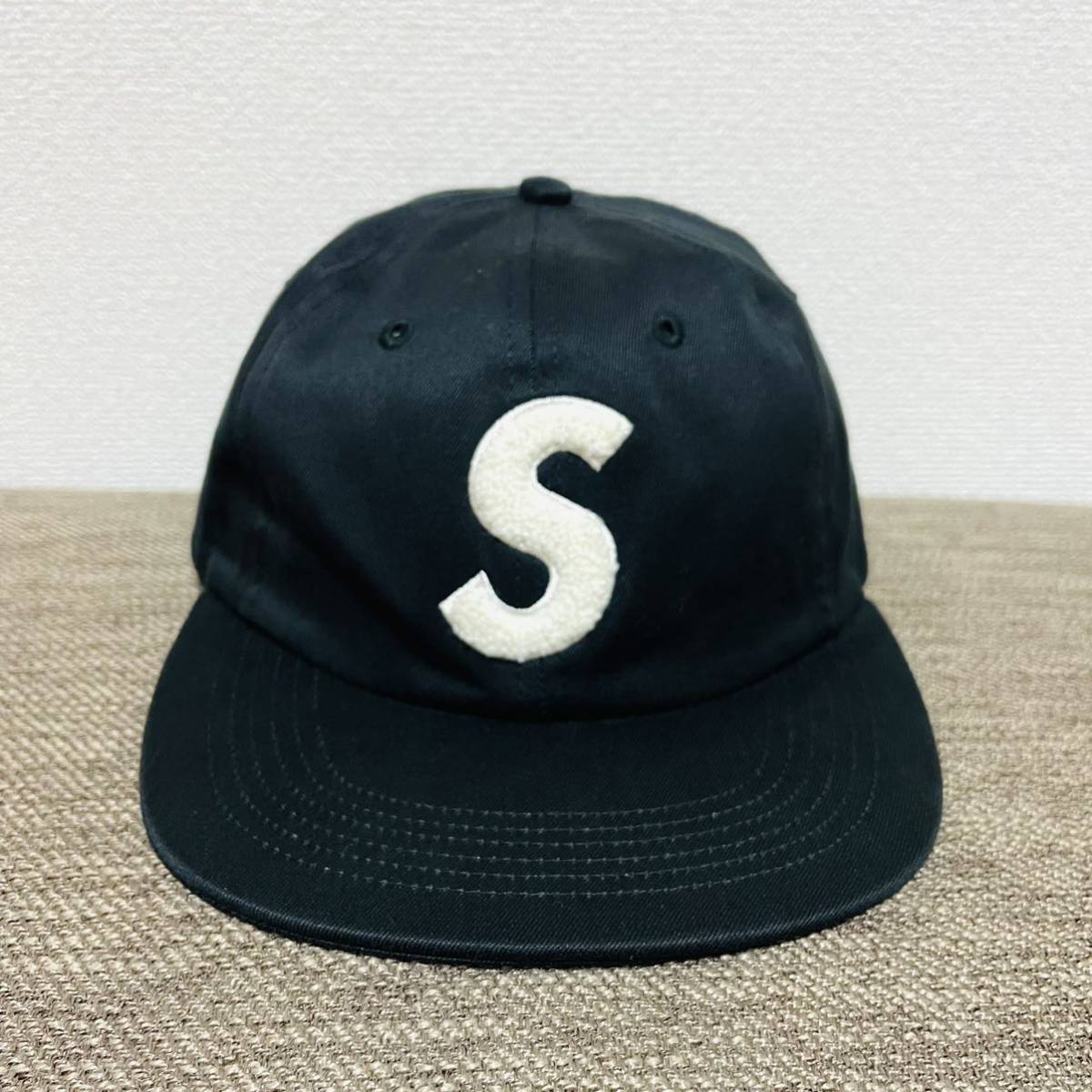 ほぼ新品 Supreme Chenille S Logo 6-Panel Cap Black Free 16aw 2016年 黒 ブラック シェニール エスロゴ 6パネル キャップ アーチロゴ