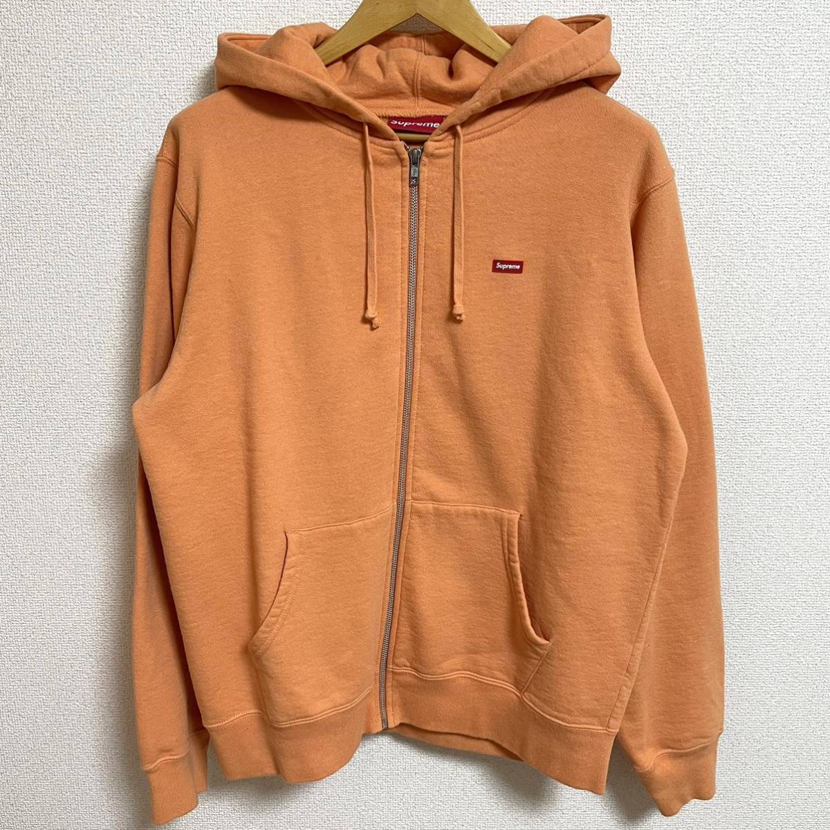 Supreme Small Box Logo Zip Up Hooded Sweatshirt Pale Orange M 19ss 2019年 オレンジ スモール ボックスロゴ ジップアップ タグ付き
