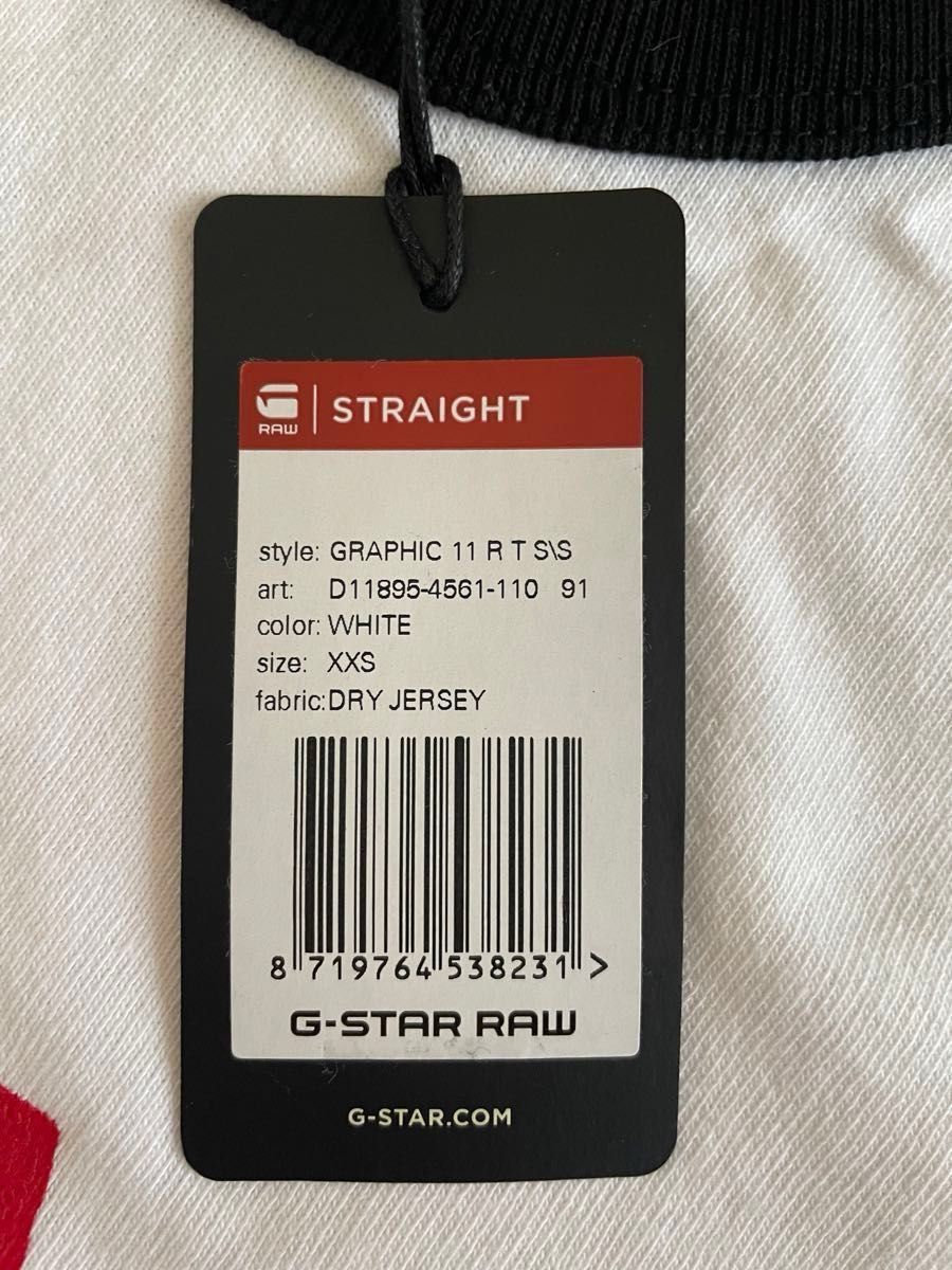 【未使用】G-Star RAW ジースターロウ/ Tシャツ/ 丸首 / サイズ:XXS /半袖 白 / コットン 厚手