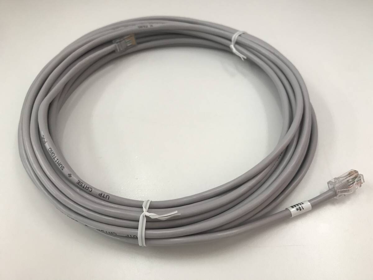 SUMITOMO 住友電気工業 LANケーブル Cat5e 10m 両端RJ45(PANDUIT)プラグ付 568B ライトグレー_画像1