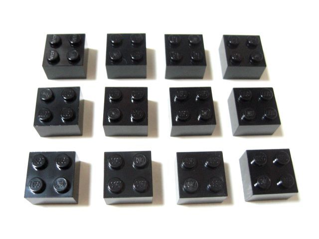 凸レゴ凸　%3003　2x2ブロック（黒）　12個_画像1
