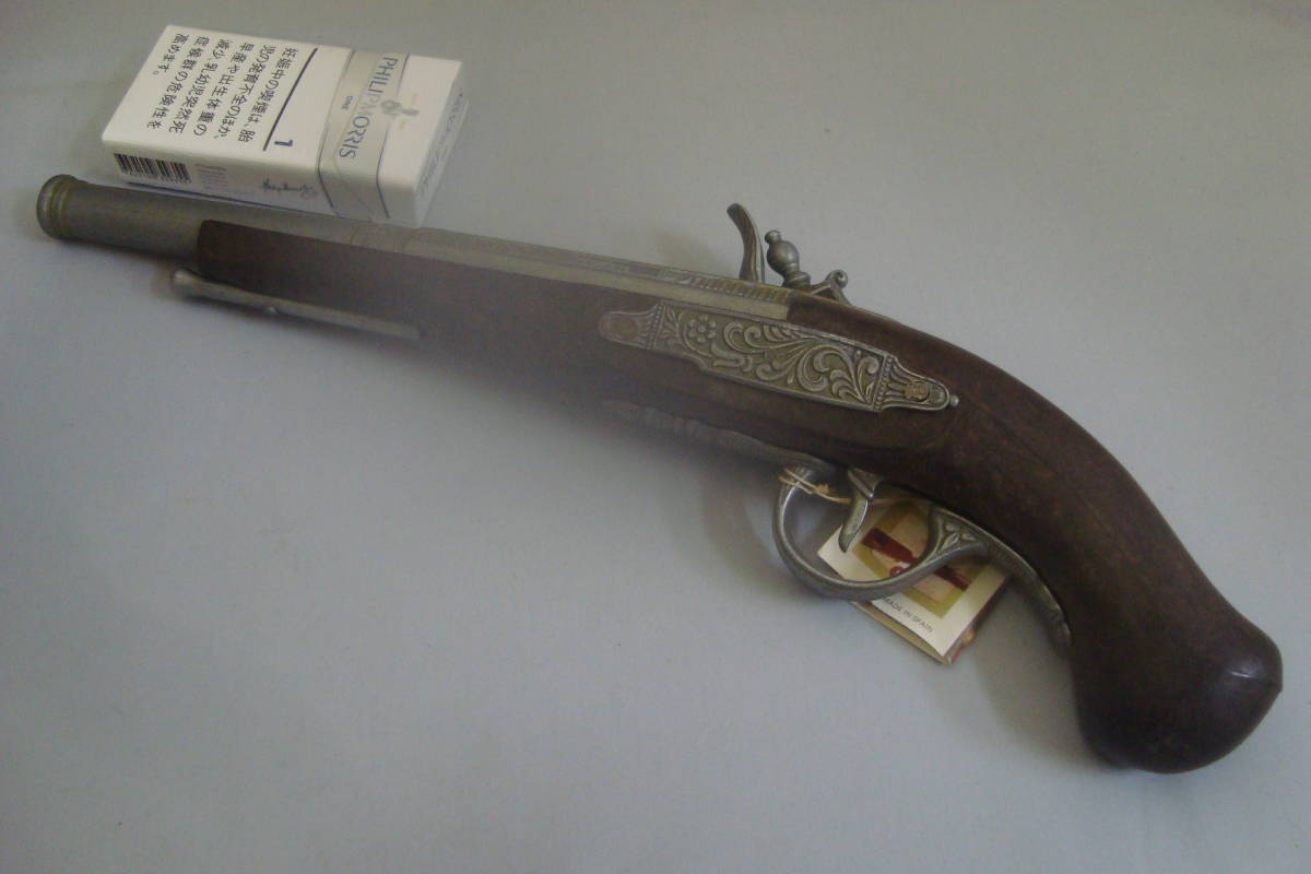 「スペイン製　フリントロック式 古式銃 レプリカ　飾り銃 　38ｃｍ　重さ 620ｇ　紙元箱入り未使用」可動品_画像3