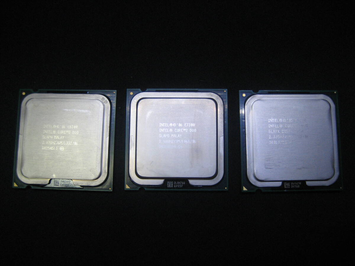 Intel Core 2 Duo E8300・E7300・E6550の計３個（対応ソケット：LGA775）、中古・動作品_画像1