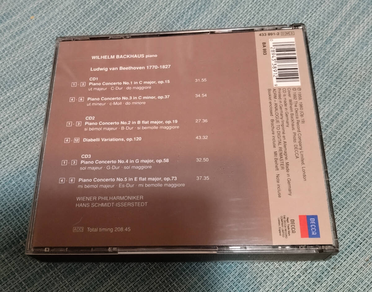 W・バックハウス　ベートーベンピアノ協奏曲全集＆ディアベッリ変奏曲　CD3枚_画像2