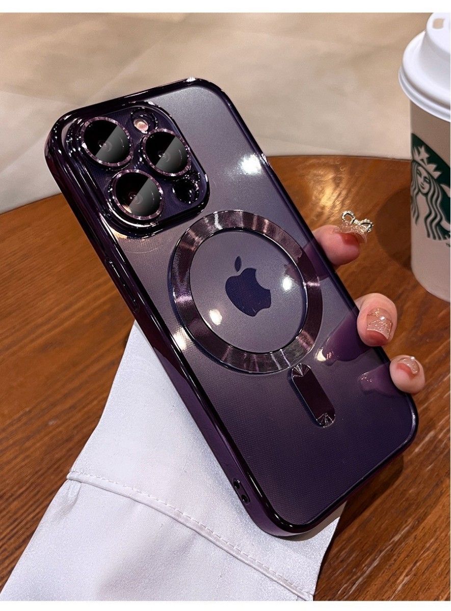 【614】iPhone 15 Plus ケース 耐衝撃 MagSafe対応 磁気 パープル