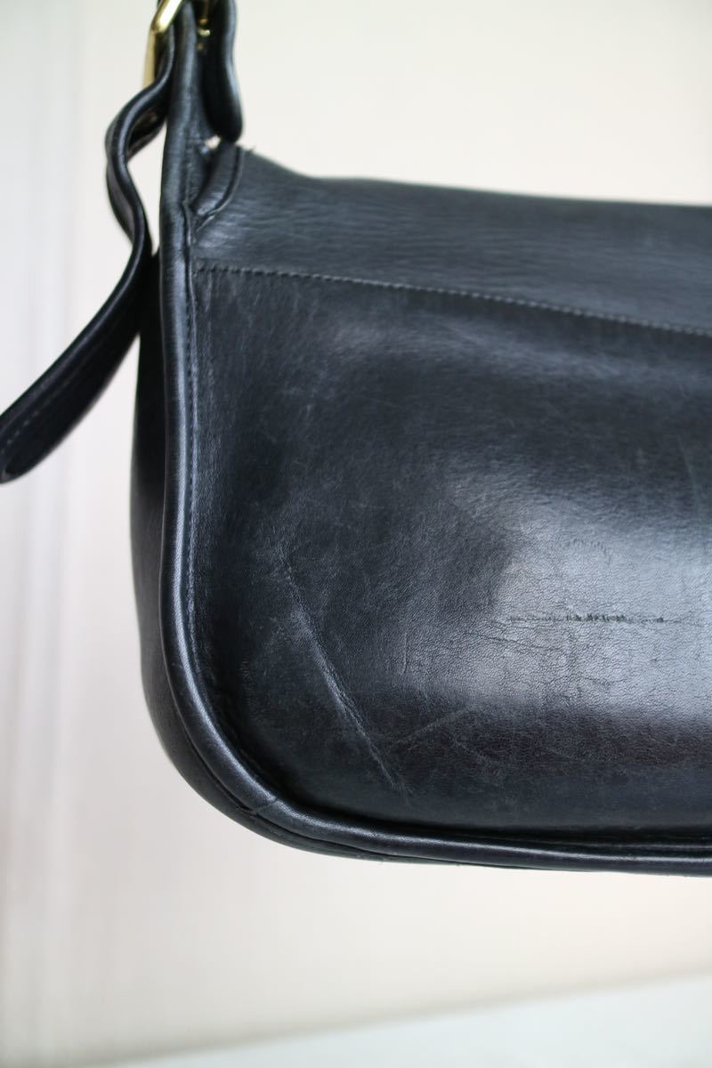 old COACH leather bag / black shoulder pochette USA Vintage A3-12011-11161