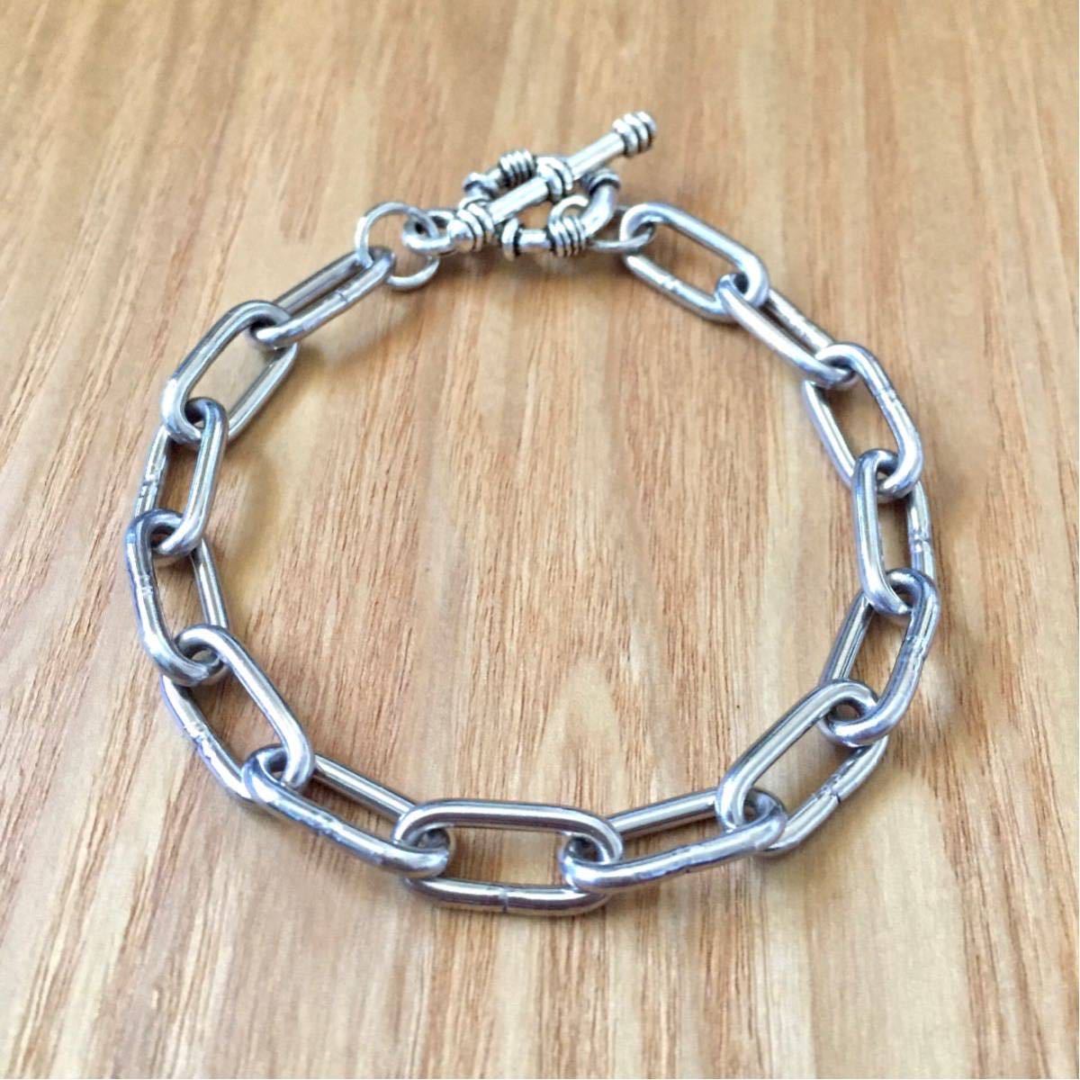 美品 BEAMS Silver Chain Bracelet ビームス シルバーチェーンブレスレット オーバルチェーン アクセサリー 腕輪 インディアンジュエリー_画像2