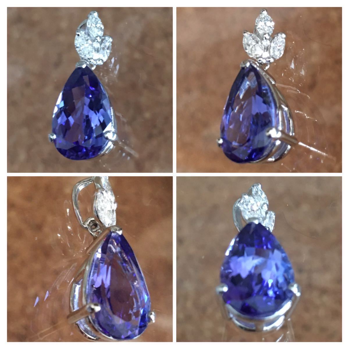 PT 900 large grain tanzanite & diamond pendant * top 