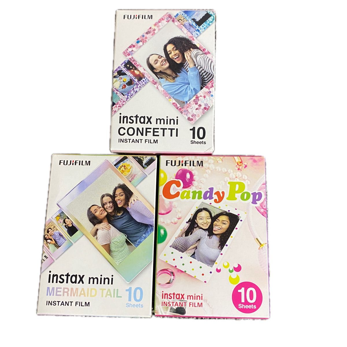 チェキ用フィルム キャンディーポップ   マーメイドテイル  コンフェッティ  INSTAX MINI 3箱セット  新品未開封 