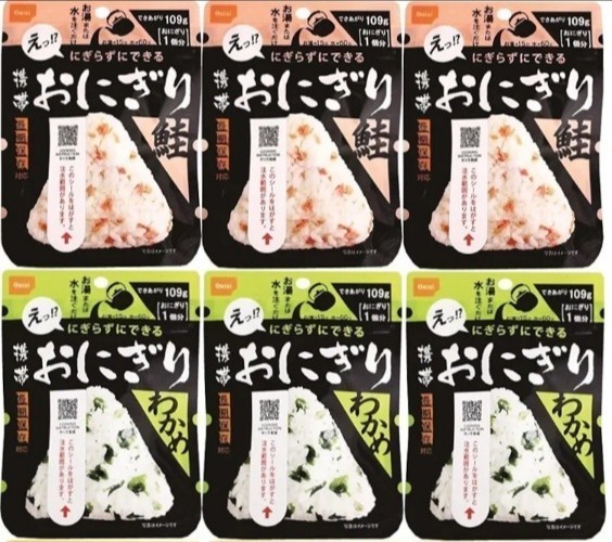 【鮭・わかめ】 2種10袋 国産米100% アルファ米 尾西食品 携帯おにぎり 非常食 備蓄品 保存食 登山 アウトドア 旅行 アルファ化米の画像1