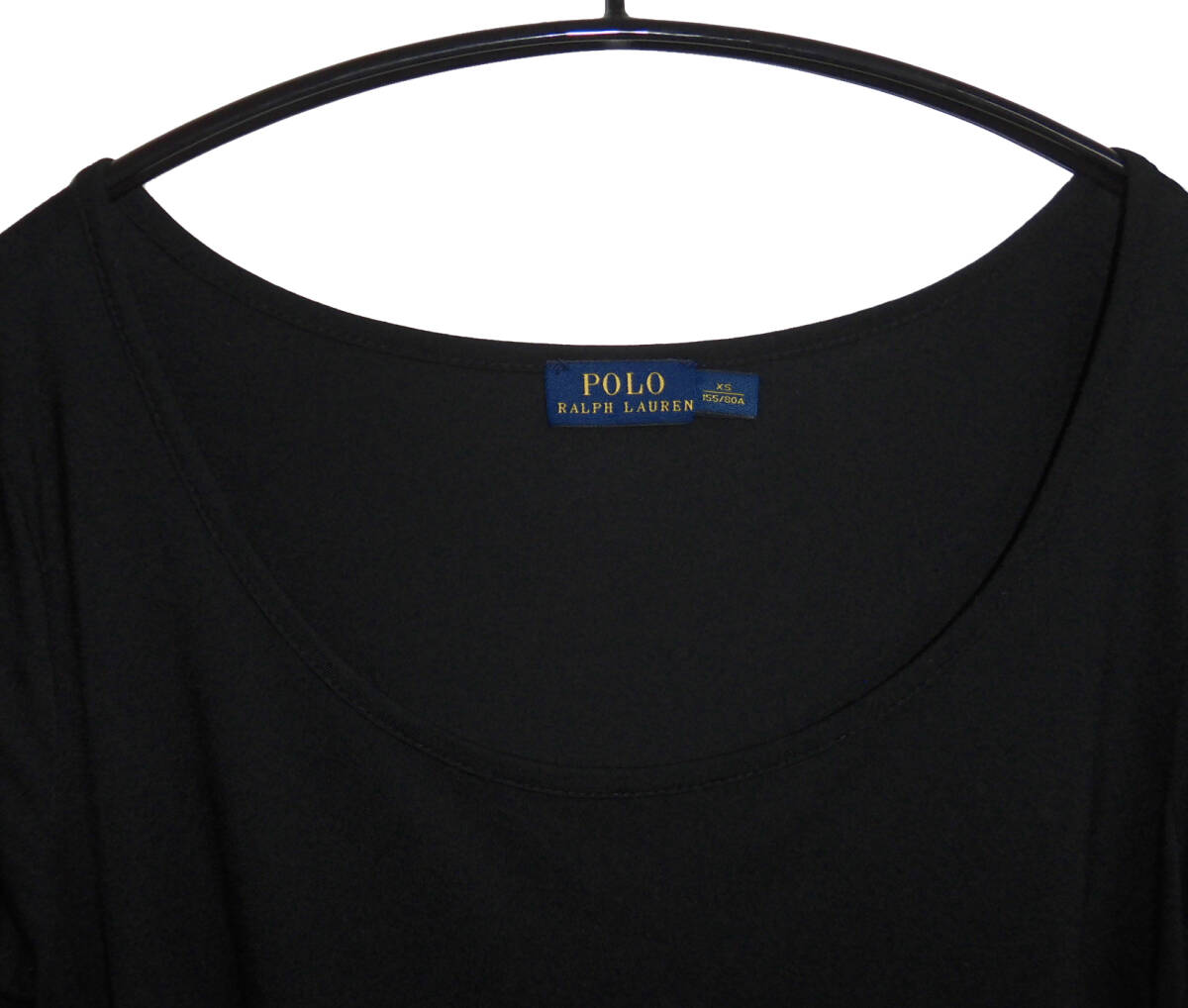 ￠美品 RALPH LAUREN ラルフローレン レーヨン カットソー 長袖 Tシャツ レディース XS 黒