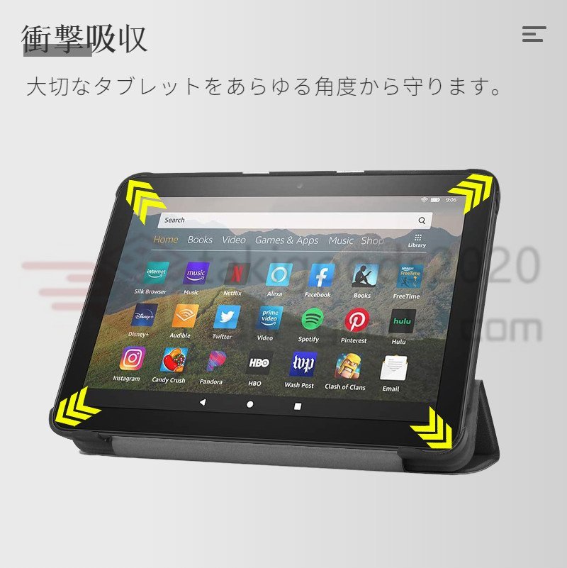 2022/2020モデルAmazon 新Fire HD 8用/Fire HD 8 Plus Fire HD 8用手帳型レザーケース/保護ケースカバー/収納ポーチスタンド機能付き軽量_画像3