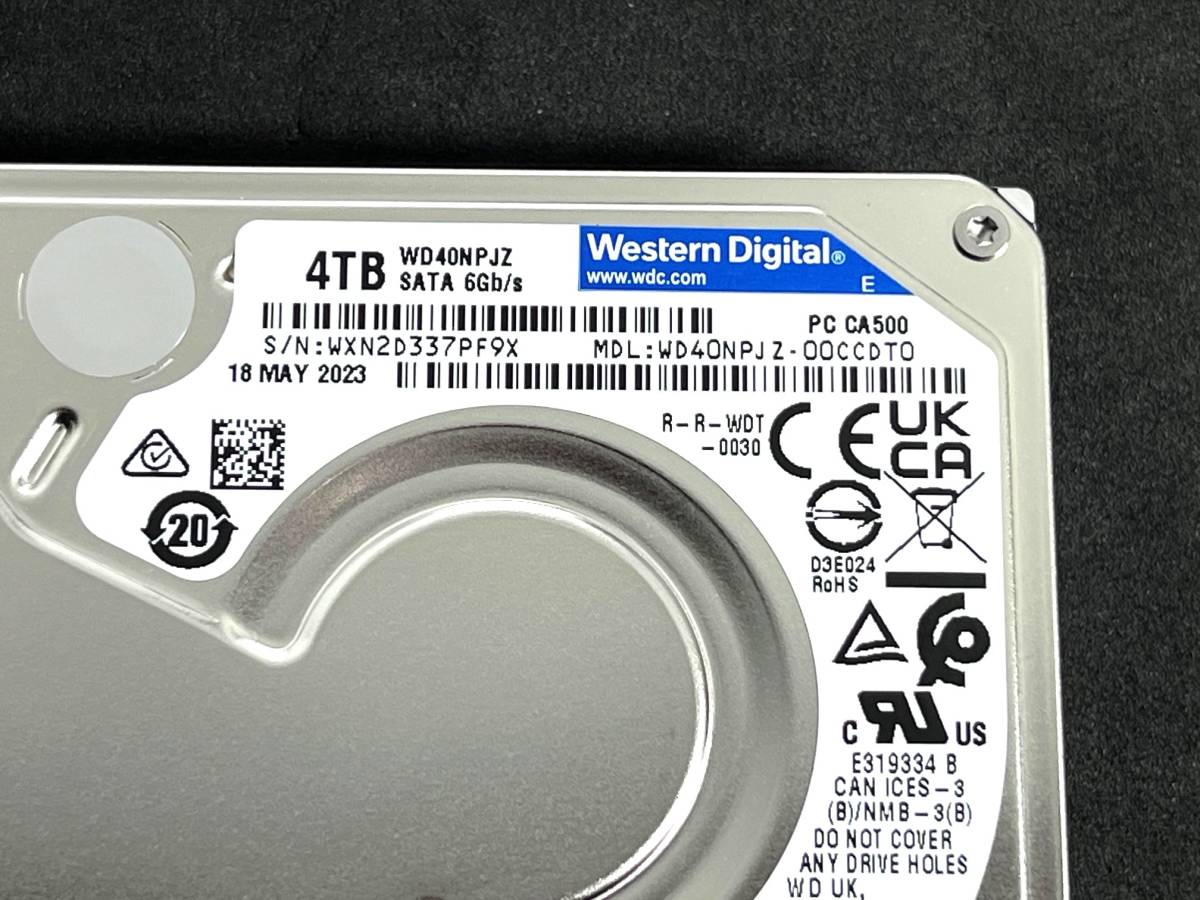 【送料無料】★ 4TB ★ WD40NPJZ / WD Blue　【使用時間：12ｈ】　2023年製　新品同様　Western Digital Blue　2.5インチ内蔵HDD/15mm/SATA