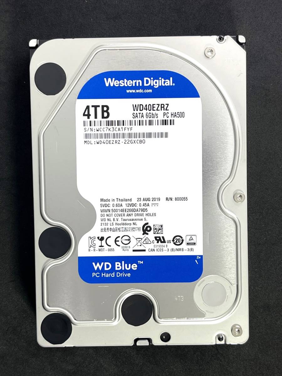 【送料無料】　★ 4TB ★　WD Blue　/　WD40EZRZ　【使用時間：20 ｈ】2019年製　新品同様　3.5インチ内蔵HDD　Western Digital Blue　SATA