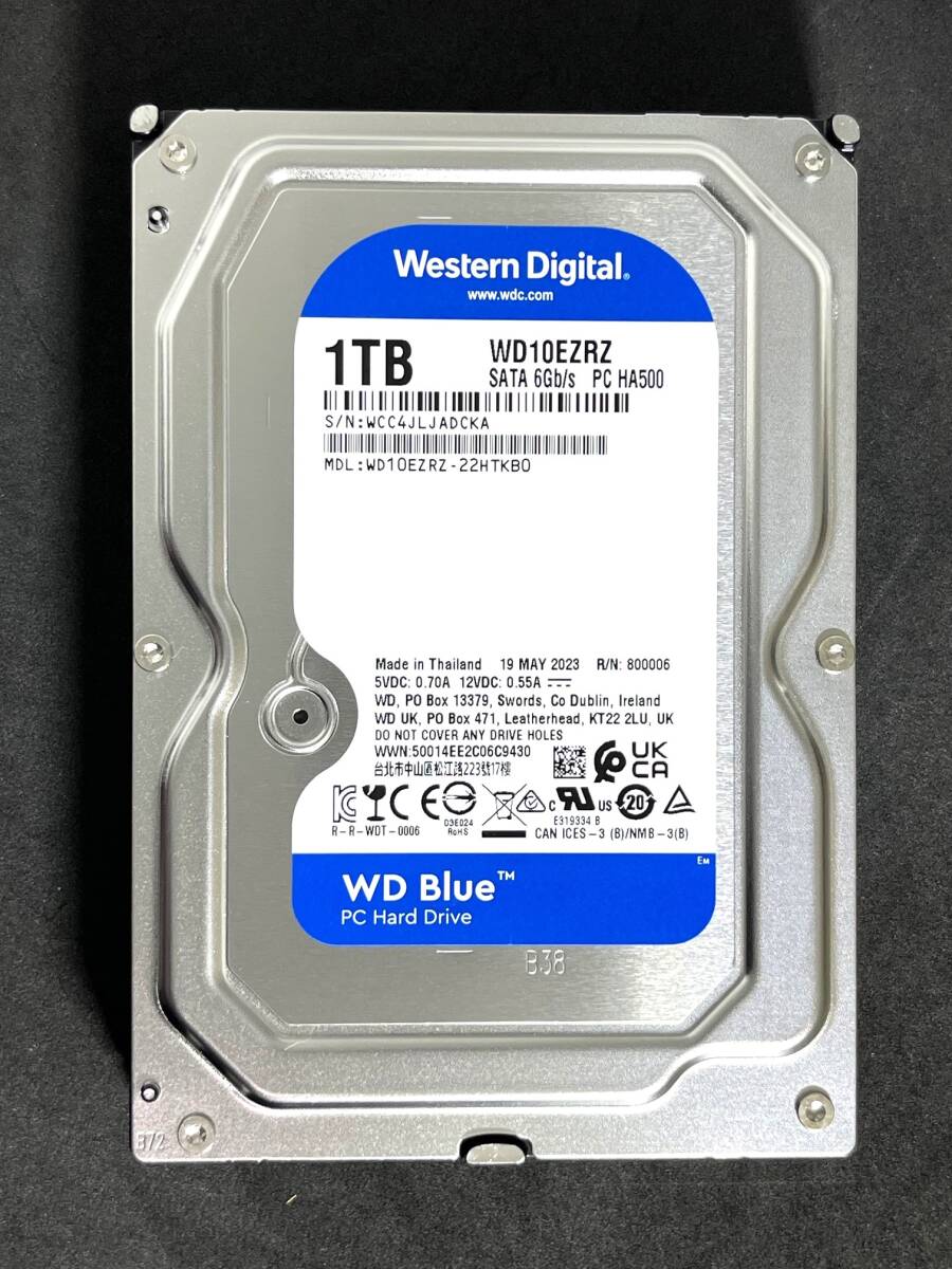 【送料無料】　★ 1TB ★　WD Blue　/　WD10EZRZ　【使用時間：282ｈ】　2023年製　稼働少　Western Digital Blue　3.5インチ 内蔵HDD