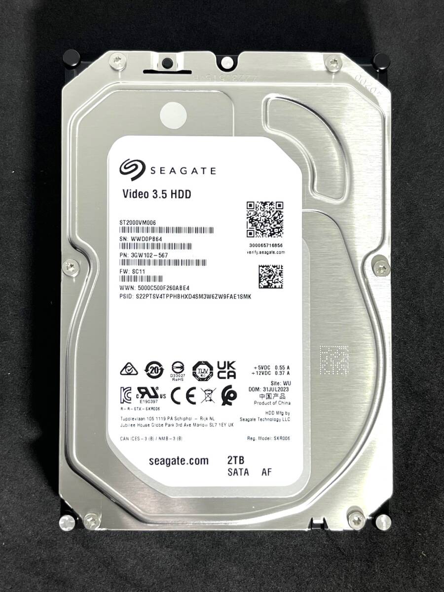 【送料無料】 ★ 2TB ★　ST2000VM006 / Seagate【 使用時間：28ｈ 】2023年製 新品同様 Video 3.5インチ内蔵HDD AVコマンド対応 _画像1