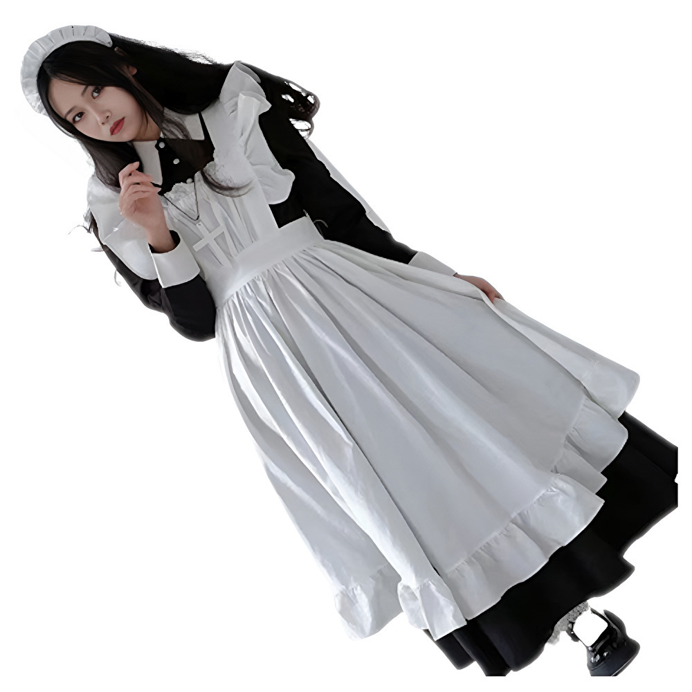 【新品未開封！】 メイド服 コスプレ 豪華3点セット ワンピース ロリータ ロング 可愛い 衣装 長袖 高級感 英国風 Lサイズ_画像5