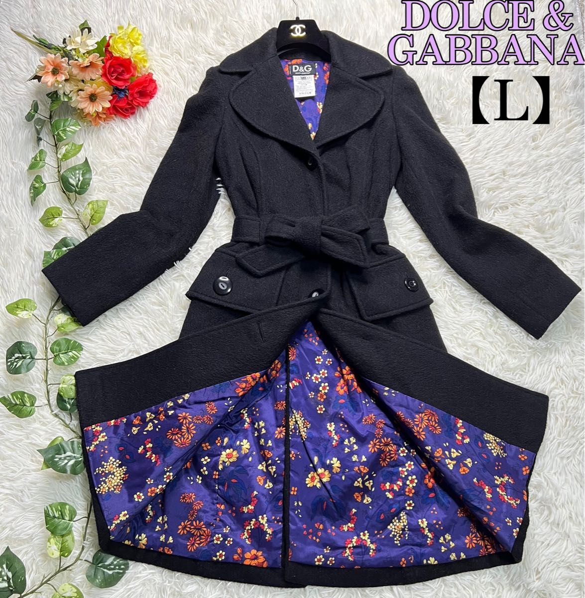 最高級 DOLCE&GABBANA チェスターコート レディース L 黒 ウール 最高級 DOLCE&GABBANA チェスターコート レディース L 黒 ウール