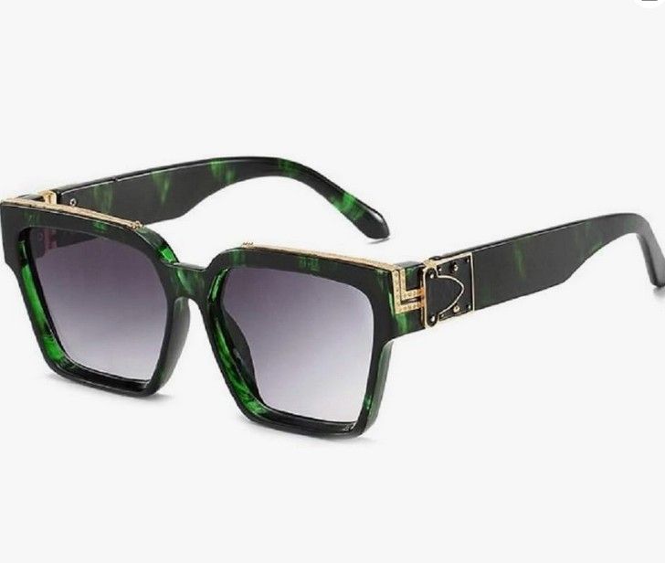 グリーン オラオラ 迷彩 サングラス クリアゴールド フレーム メガネ 眼鏡 ギラギラ B系 ストリート ヒップポップ 