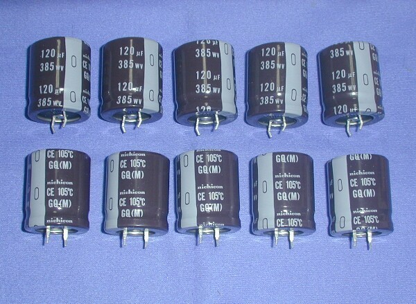 ニチコン nichicon 電解コンデンサ 120μF/385V　１０個セット