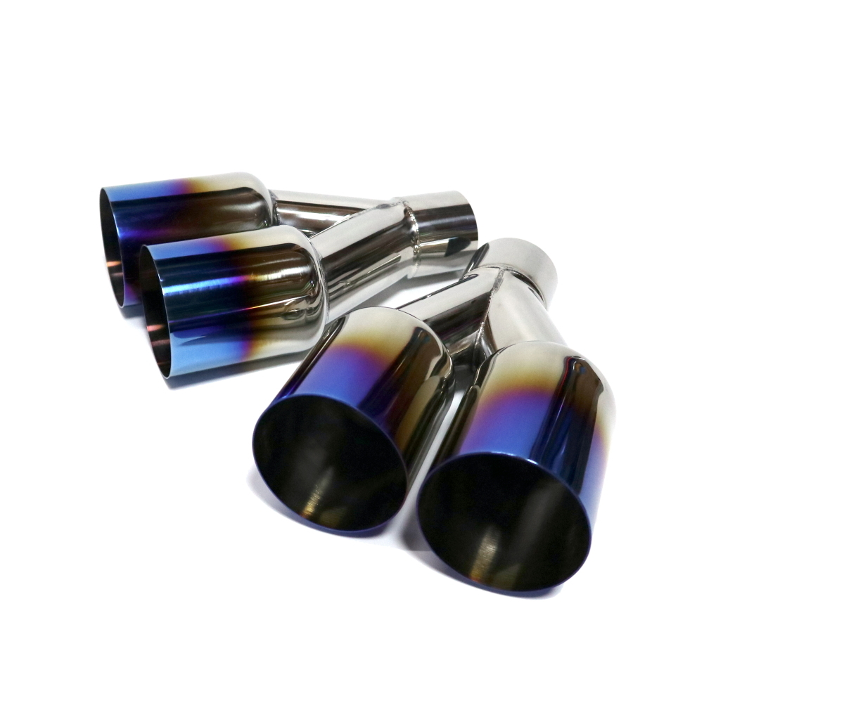  all-purpose 90 pie stainless steel muffler cutter 2 pipe out left right 2 piece set cut ... none titanium blue step different 