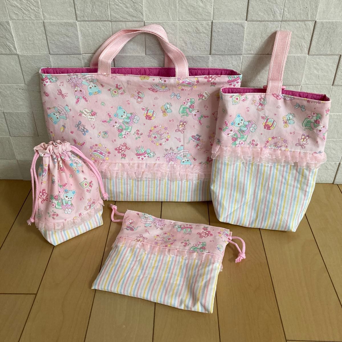 入園入学準備 4点セット ゆめかわ ピンク フリル 女の子 入園入学準備 4点セット ゆめかわ ピンク フリル 女の子