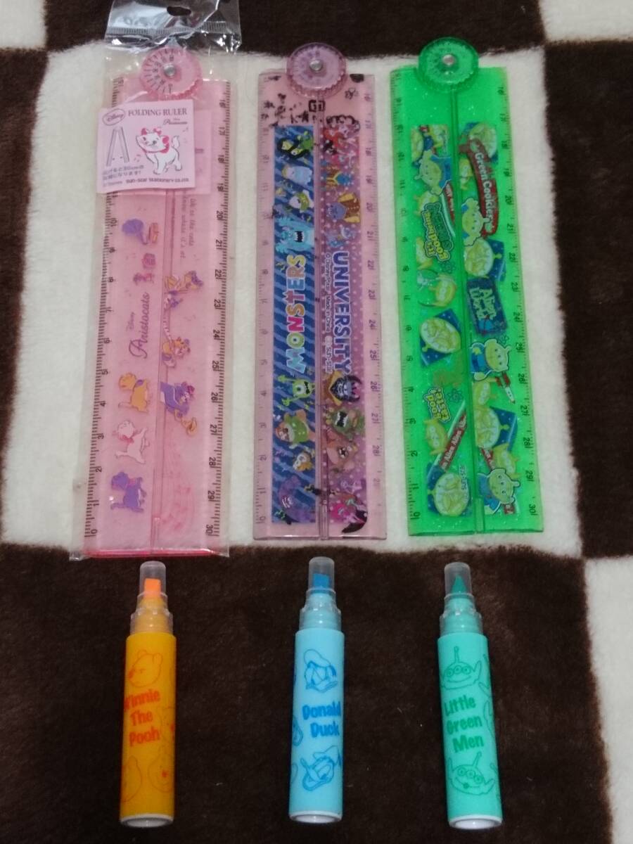  set The Aristocats Marie 30cm folding ruler protractor Monstar z ink Alien Donald Duck Alien Pooh highlighter 