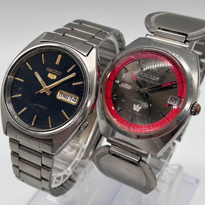 【K-31】　シチズン　クリスタルセブン　可動品　ベルト社外　セイコー　SEIKO5　AUTOMATIC _画像1