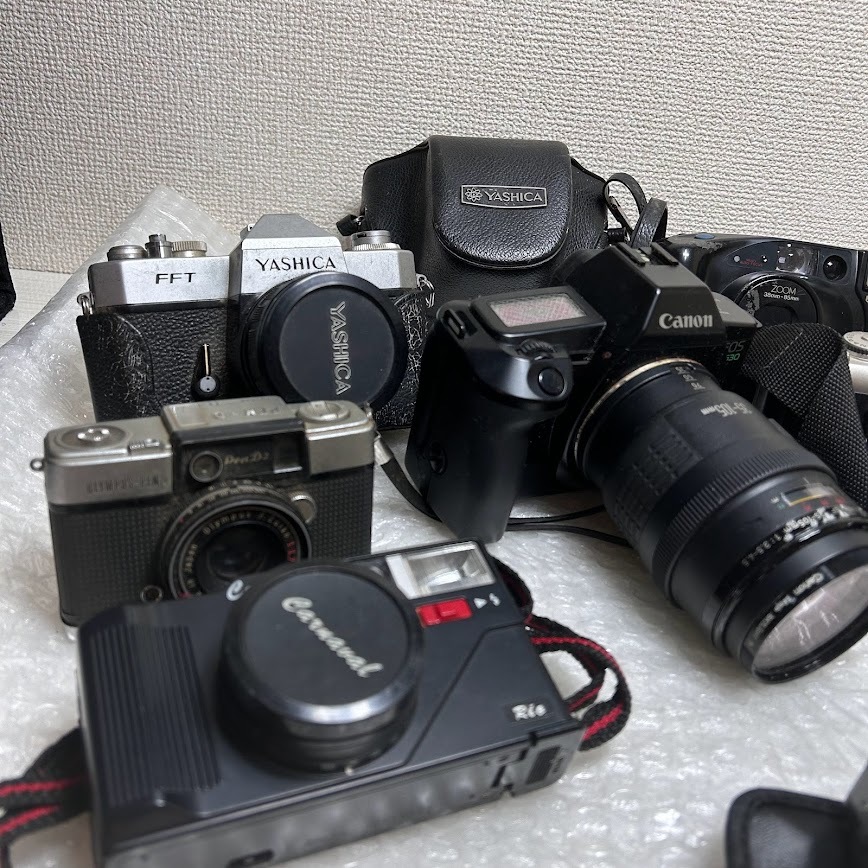 【J-30】　カメラ　YASHICA Canon PENTAX PETRI minolta Konica IKO flex Aires FFT AE-1 SRT101 EOS630 MZ-5 など　おまとめ　動作未確認_画像2