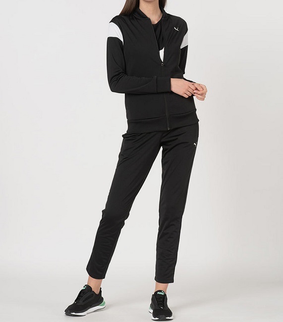  Puma Lady s tricot Bomber jacket & pants US size M Japan size L corresponding black black jersey top and bottom set setup 