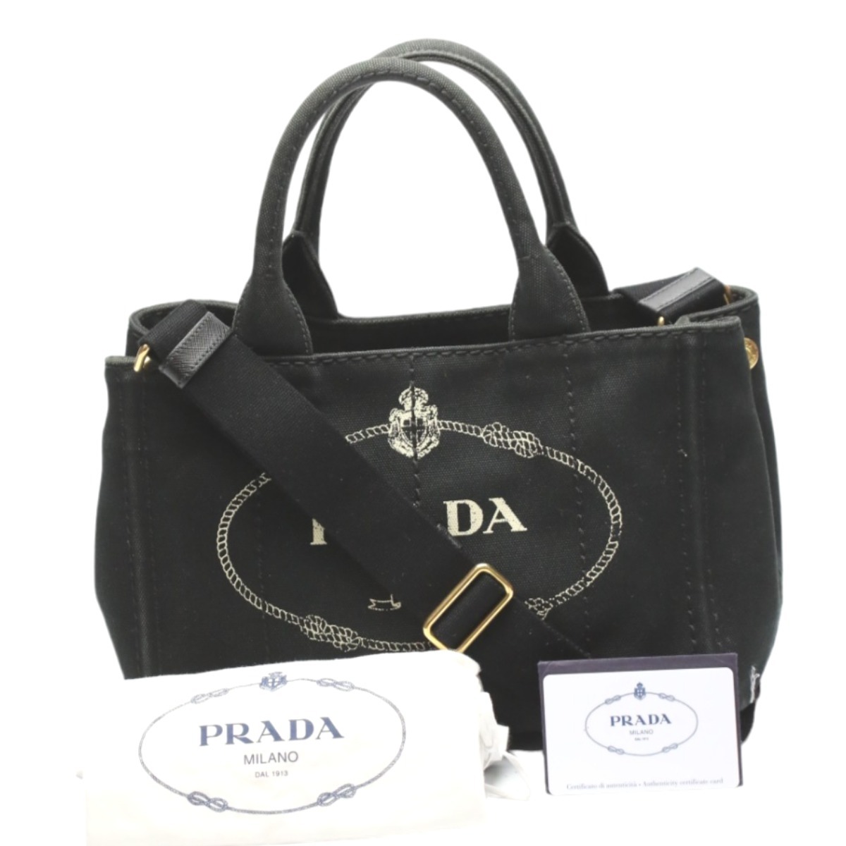 プラダ トートバッグ 1BG439 カナパミニ 2WAYバッグ PRADA ブラック レディース 中古_画像1