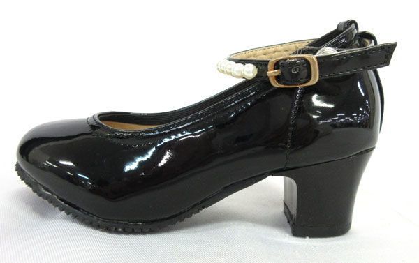  новый товар * жемчуг с ремешком . формальная обувь *18cm* эмаль черный / презентация * свадьба 