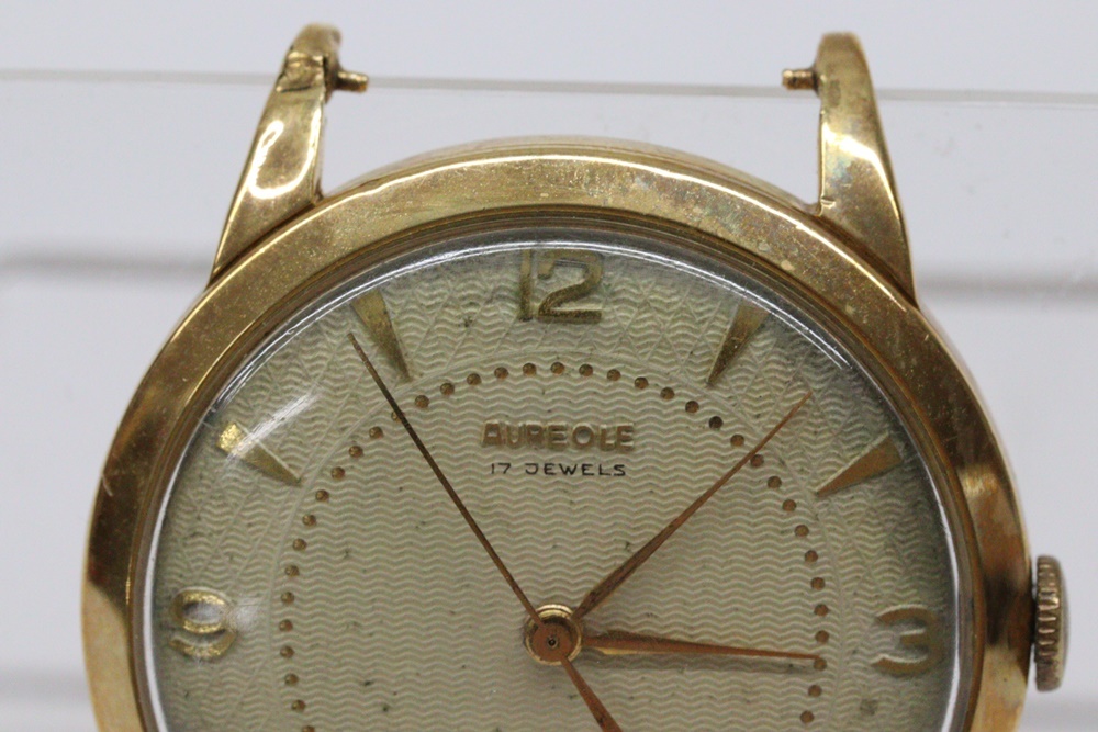 AUREOLE K18　17石　手巻き　メンズ腕時計　18金　オレオール　18K　3針　アンティーク　レトロ　当時物