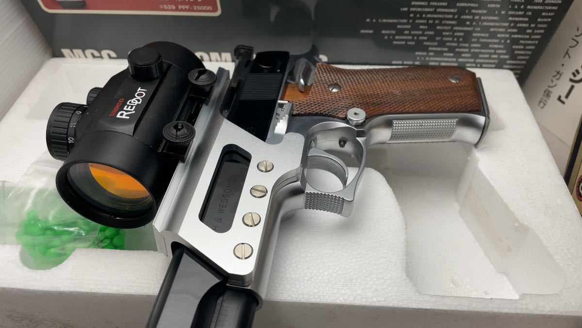 【絶版】【定価45,800円】MGC 固定スライドガスガン S&W M745 ピンポインター 純正マウントベース ドットサイト tasco レッドドット