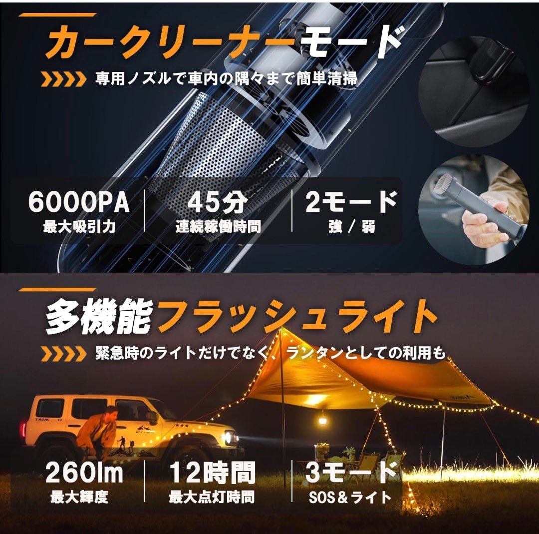 【新品】TIMIGO ジャンプスターター -30℃ -80℃動作 エアーポンプ コンパクト掃除機 