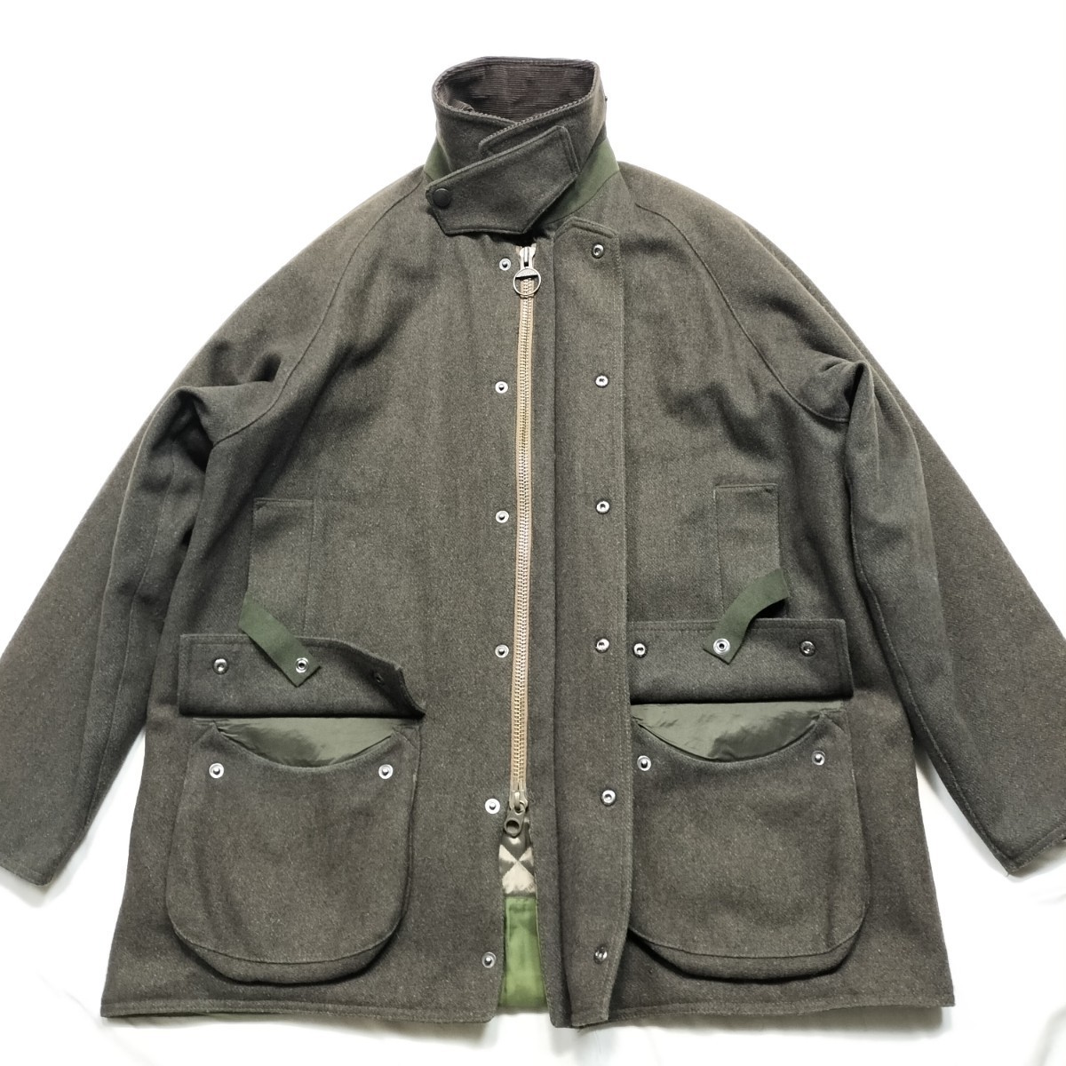 00s Barbour wool beaufort　オリーブグリーン　L バブアー　ウール　ビューフォート_画像8